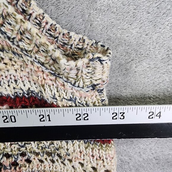 Womens Cato Beige Red Striped Open Knit Sleeveless Cardigan Vest Acrylic 22/24 - Picture 8 of 10